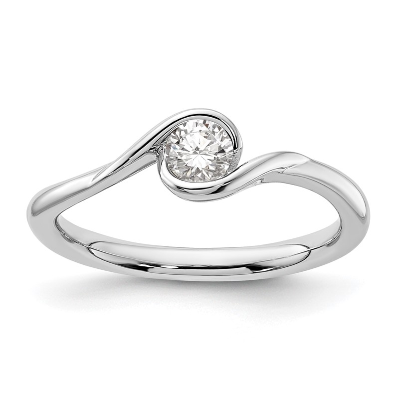 14k White Gold 1/4 carat Lab Grown Diamond VS/SI+ G+ Complete Round Solitaire Engagement Ring