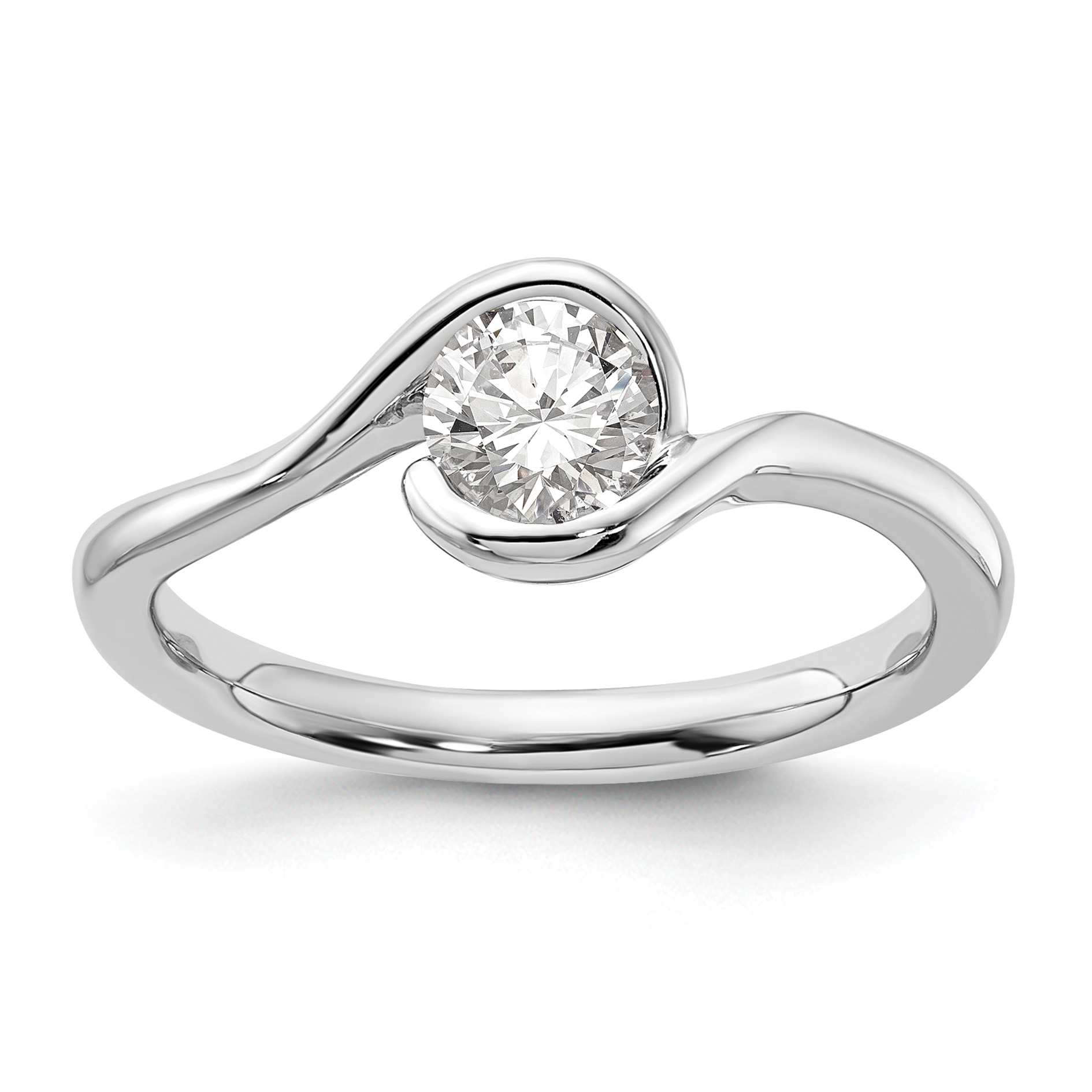 14k White Gold 1/2 carat Lab Grown Diamond VS/SI+ G+ Complete Round Solitaire Engagement Ring (RM1955E-050-WLG)