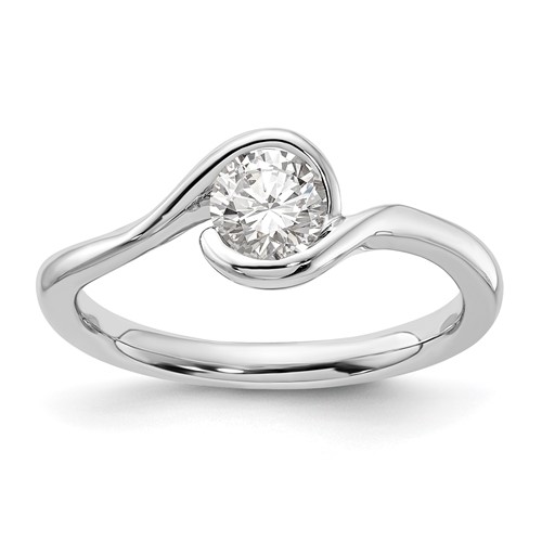 14K White Gold 0.50 Carat Lab Grown Diamond VS SI+ G+ Complete Round Solitaire Engagement Ring