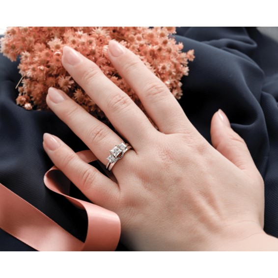 14k White Gold 1 carat (5.70mm) 4-Prong Square Princess Solitaire Engagement Ring Mounting