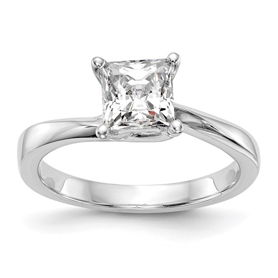 14k White Gold 1 carat (5.70mm) 4-Prong Square Princess Solitaire Engagement Ring Mounting