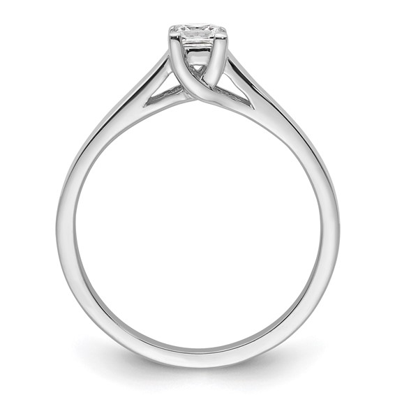 14k White Gold 1/4 carat (3.50mm) V-End Square Princess Solitaire Engagement Ring Mounting