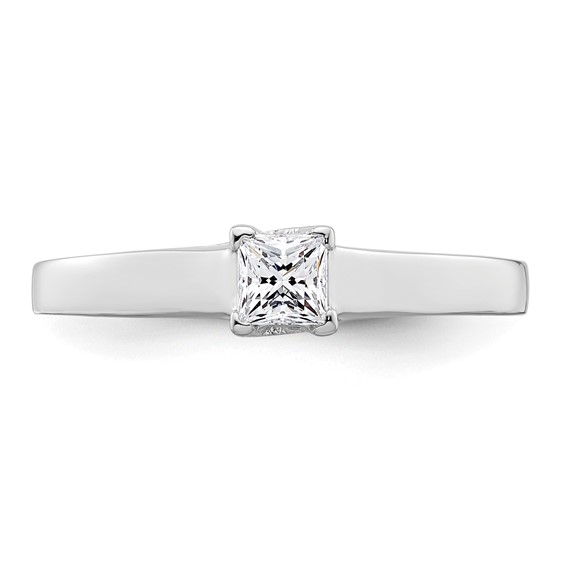 14k White Gold 1/4 carat (3.50mm) V-End Square Princess Solitaire Engagement Ring Mounting