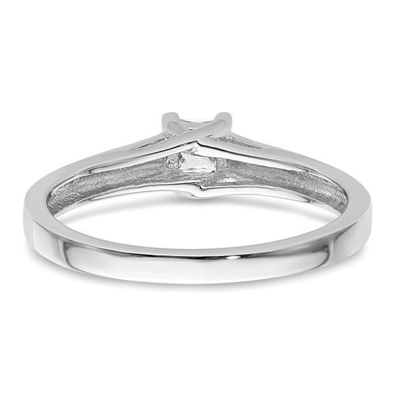 14k White Gold 1/4 carat (3.50mm) V-End Square Princess Solitaire Engagement Ring Mounting