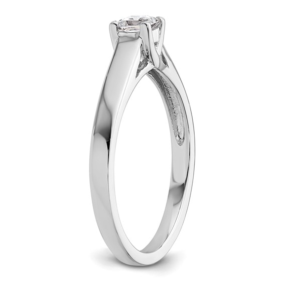 14k White Gold 1/4 carat (3.50mm) V-End Square Princess Solitaire Engagement Ring Mounting