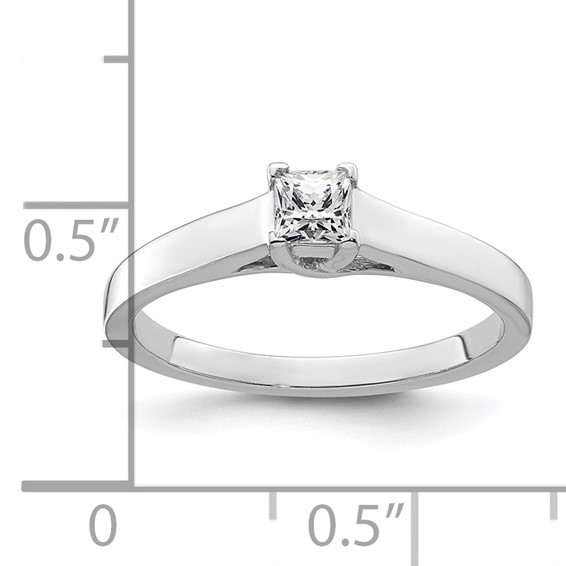 14k White Gold 1/4 carat (3.50mm) V-End Square Princess Solitaire Engagement Ring Mounting