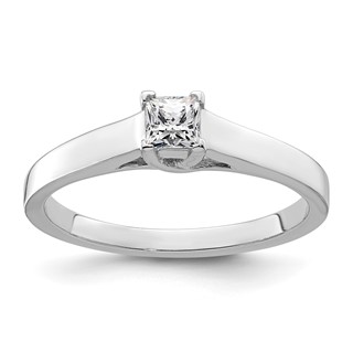 14k White Gold 1/4 carat (3.50mm) V-End Square Princess Solitaire Engagement Ring Mounting