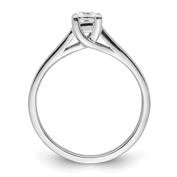 14k White Gold 1/3 carat (4.00mm) V-End Square Princess Solitaire Engagement Ring Mounting