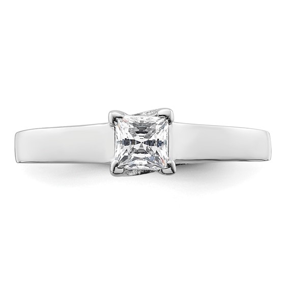 14k White Gold 1/3 carat (4.00mm) V-End Square Princess Solitaire Engagement Ring Mounting