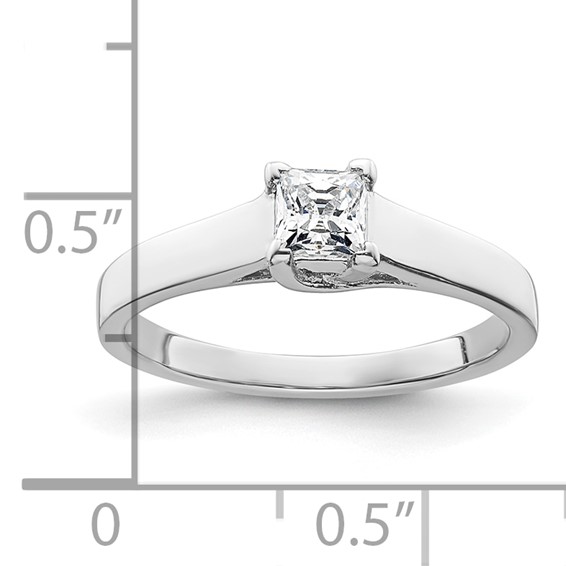 14k White Gold 1/3 carat (4.00mm) V-End Square Princess Solitaire Engagement Ring Mounting