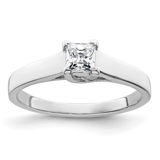 14k White Gold 1/3 carat (4.00mm) V-End Square Princess Solitaire Engagement Ring Mounting