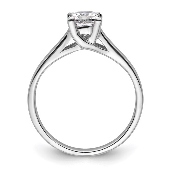 14k White Gold 1/2 carat (4.50mm) V-End Square Princess Solitaire Engagement Ring Mounting
