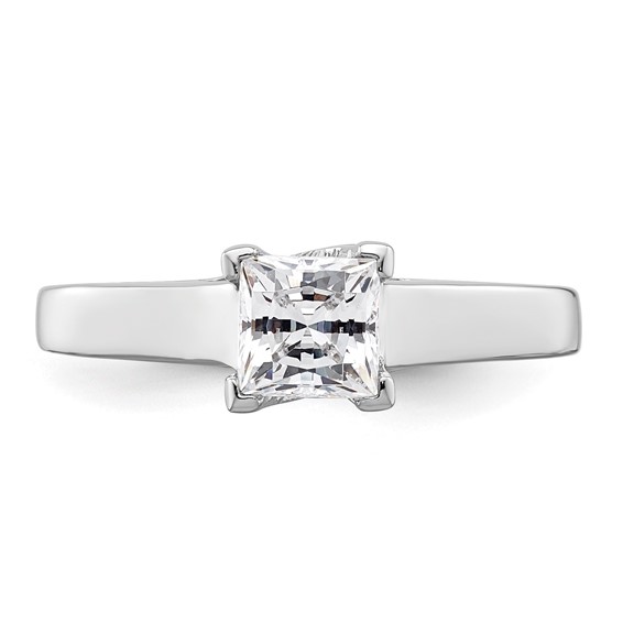 14k White Gold 1/2 carat (4.50mm) V-End Square Princess Solitaire Engagement Ring Mounting