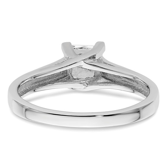 14k White Gold 1/2 carat (4.50mm) V-End Square Princess Solitaire Engagement Ring Mounting