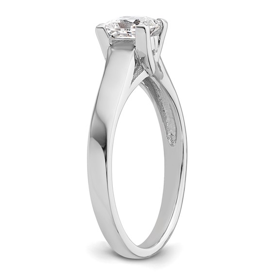 14k White Gold 1/2 carat (4.50mm) V-End Square Princess Solitaire Engagement Ring Mounting