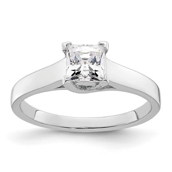 14k White Gold 1/2 carat (4.50mm) V-End Square Princess Solitaire Engagement Ring Mounting