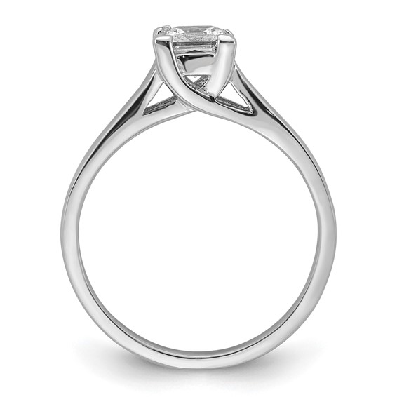 14k White Gold 3/4 carat (5.00mm) V-End Square Princess Solitaire Engagement Ring Mounting
