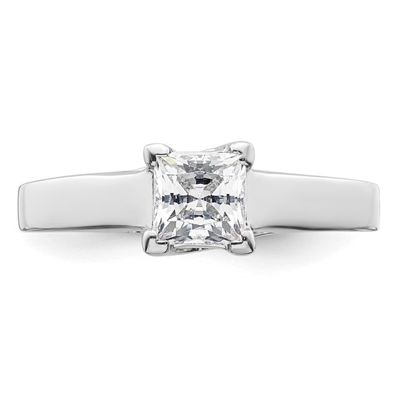 14k White Gold 3/4 carat (5.00mm) V-End Square Princess Solitaire Engagement Ring Mounting