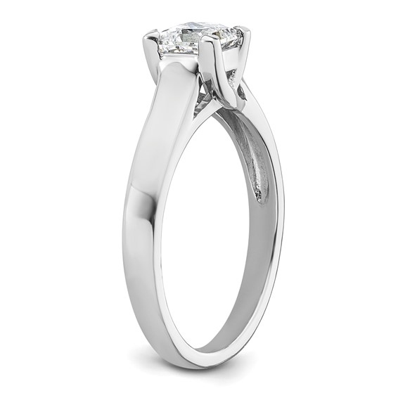14k White Gold 3/4 carat (5.00mm) V-End Square Princess Solitaire Engagement Ring Mounting