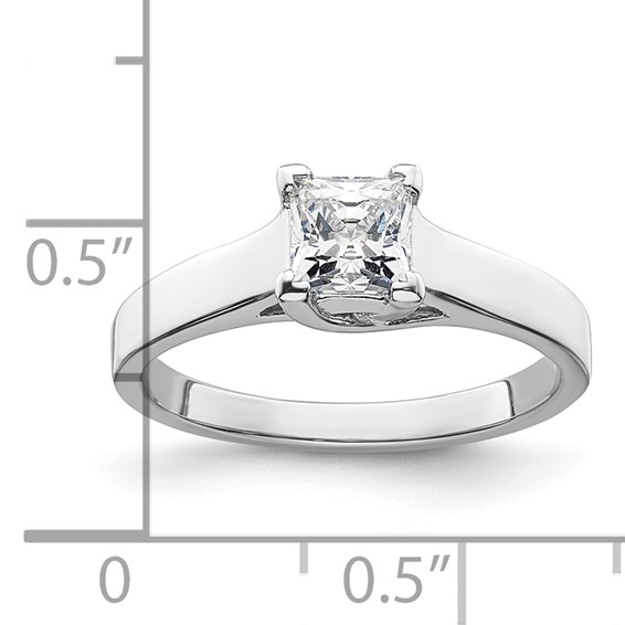 14k White Gold 3/4 carat (5.00mm) V-End Square Princess Solitaire Engagement Ring Mounting