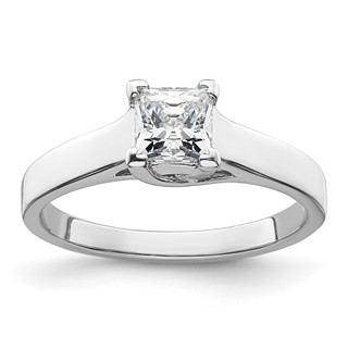 14k White Gold 3/4 carat (5.00mm) V-End Square Princess Solitaire Engagement Ring Mounting