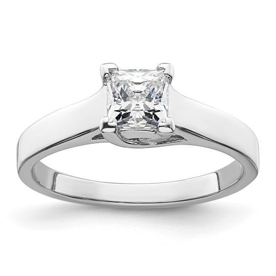 14k White Gold 3/4 carat (5.00mm) V-End Square Princess Solitaire Engagement Ring Mounting