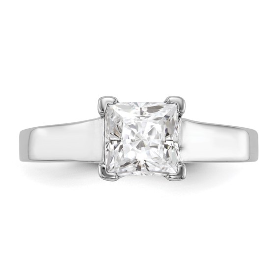 14k White Gold 1 carat (5.70mm) V-End Square Princess Solitaire Engagement Ring Mounting