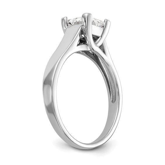 14k White Gold 1 carat (5.70mm) V-End Square Princess Solitaire Engagement Ring Mounting
