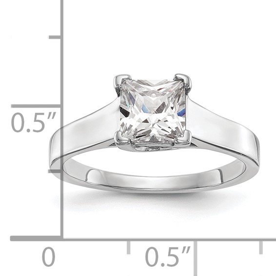 14k White Gold 1 carat (5.70mm) V-End Square Princess Solitaire Engagement Ring Mounting