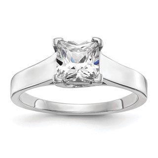 14k White Gold 1 carat (5.70mm) V-End Square Princess Solitaire Engagement Ring Mounting