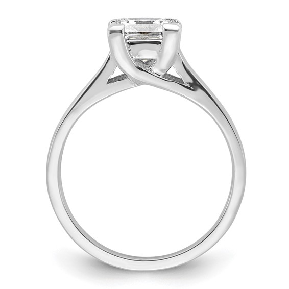 14k White Gold 1.25 carat (6.00mm) V-End Square Princess Solitaire Engagement Ring Mounting