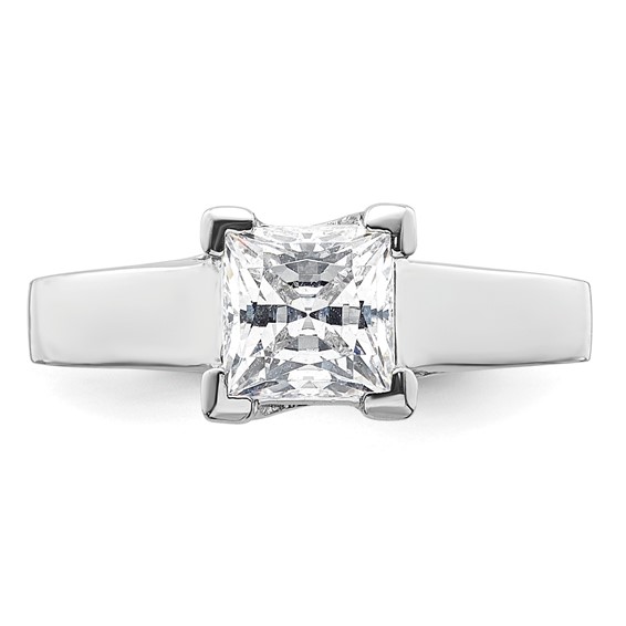 14k White Gold 1.25 carat (6.00mm) V-End Square Princess Solitaire Engagement Ring Mounting
