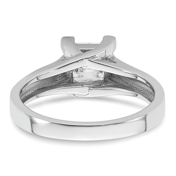 14k White Gold 1.25 carat (6.00mm) V-End Square Princess Solitaire Engagement Ring Mounting