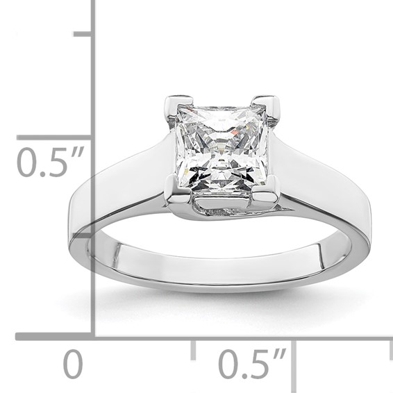 14k White Gold 1.25 carat (6.00mm) V-End Square Princess Solitaire Engagement Ring Mounting