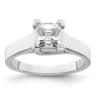 14k White Gold 1.25 carat (6.00mm) V-End Square Princess Solitaire Engagement Ring Mounting