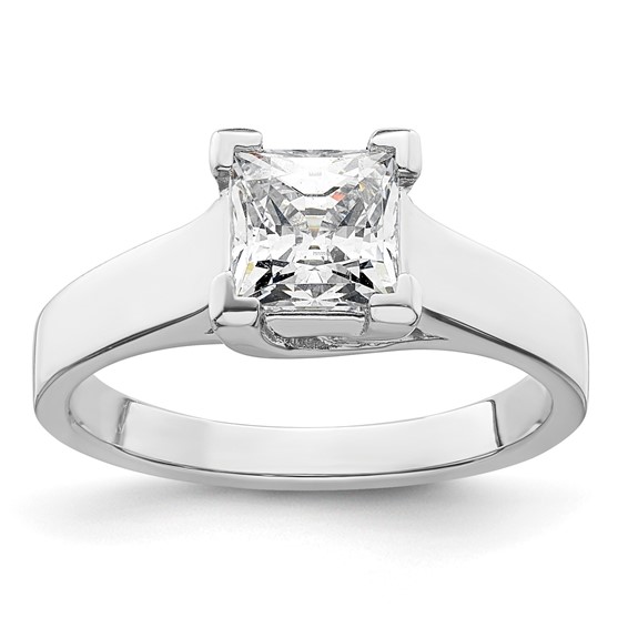 14k White Gold 1.25 carat (6.00mm) V-End Square Princess Solitaire Engagement Ring Mounting