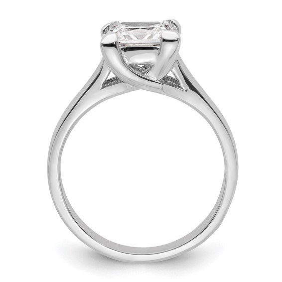 14k White Gold 2 carat (7.00mm) V-End Square Princess Solitaire Engagement Ring Mounting