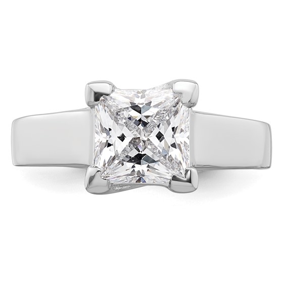 14k White Gold 2 carat (7.00mm) V-End Square Princess Solitaire Engagement Ring Mounting