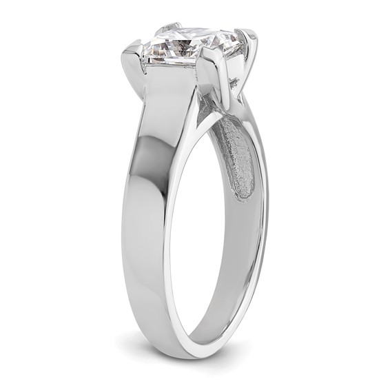 14k White Gold 2 carat (7.00mm) V-End Square Princess Solitaire Engagement Ring Mounting