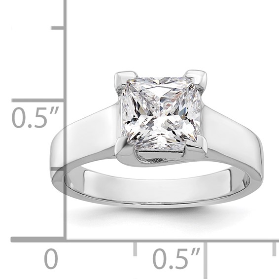 14k White Gold 2 carat (7.00mm) V-End Square Princess Solitaire Engagement Ring Mounting