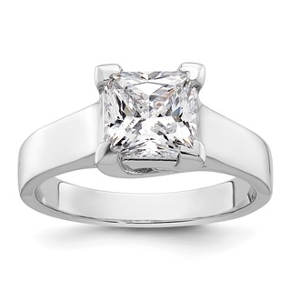 14k White Gold 2 carat (7.00mm) V-End Square Princess Solitaire Engagement Ring Mounting