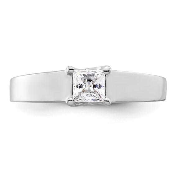 14k White Gold 1/3 carat (4.00mm) 4-Prong Square Princess Solitaire Engagement Ring Mounting