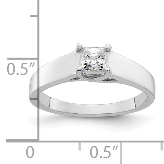 14k White Gold 1/3 carat (4.00mm) 4-Prong Square Princess Solitaire Engagement Ring Mounting