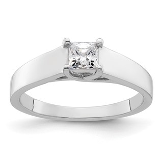 14k White Gold 1/3 carat (4.00mm) 4-Prong Square Princess Solitaire Engagement Ring Mounting