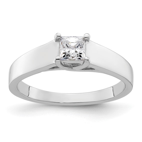 14k White Gold 1/3 carat (4.00mm) 4-Prong Square Princess Solitaire Engagement Ring Mounting