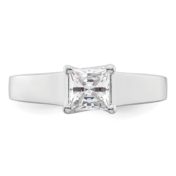 14k White Gold 3/4 carat (5.00mm) 4-Prong Square Princess Solitaire Engagement Ring Mounting