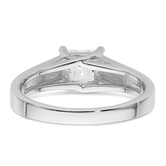 14k White Gold 3/4 carat (5.00mm) 4-Prong Square Princess Solitaire Engagement Ring Mounting
