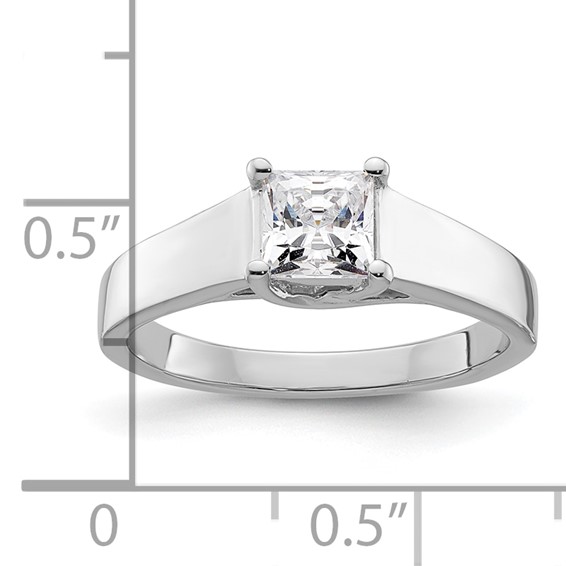 14k White Gold 3/4 carat (5.00mm) 4-Prong Square Princess Solitaire Engagement Ring Mounting
