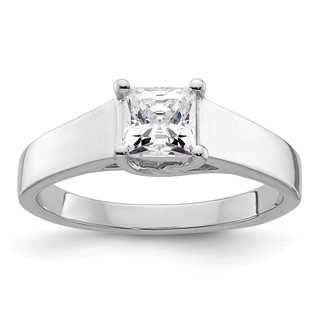 14k White Gold 3/4 carat (5.00mm) 4-Prong Square Princess Solitaire Engagement Ring Mounting