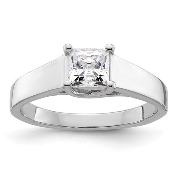 14k White Gold 3/4 carat (5.00mm) 4-Prong Square Princess Solitaire Engagement Ring Mounting